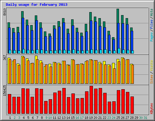 Daily usage for February 2013
