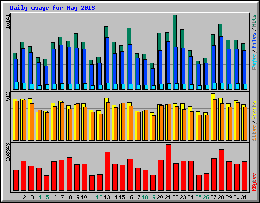 Daily usage for May 2013