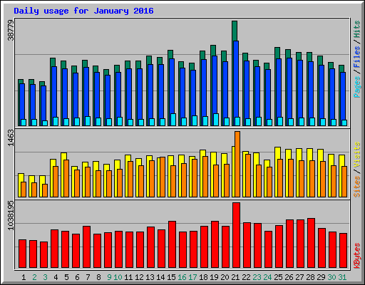 Daily usage for January 2016