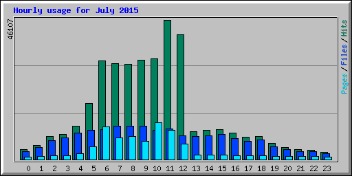 Hourly usage for July 2015