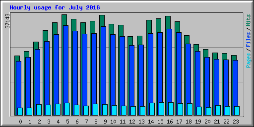 Hourly usage for July 2016