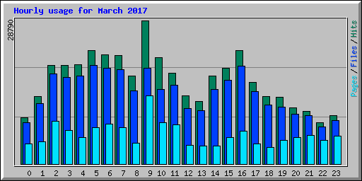 Hourly usage for March 2017